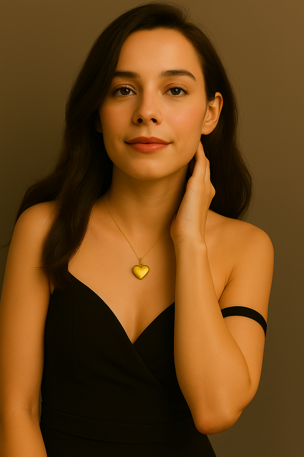 Golden Heart Locket-Style Stainless Steel Pendant