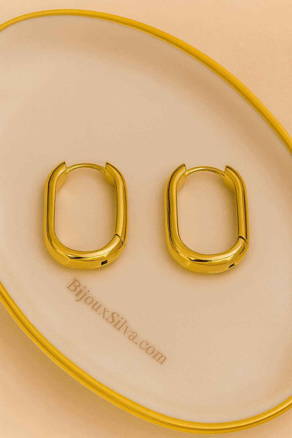 Rectangular Gold Hoop Earrings