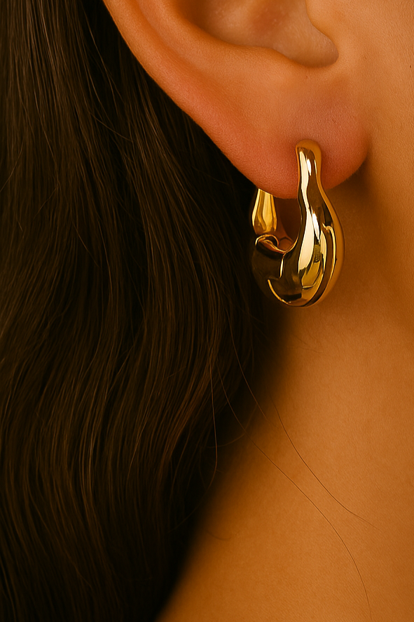 Sculpted Gold Hoop Earrings with Slot Clasp