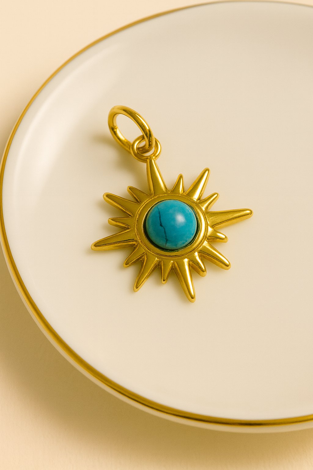🌞 Turquoise Sunburst Stainless Steel Pendant