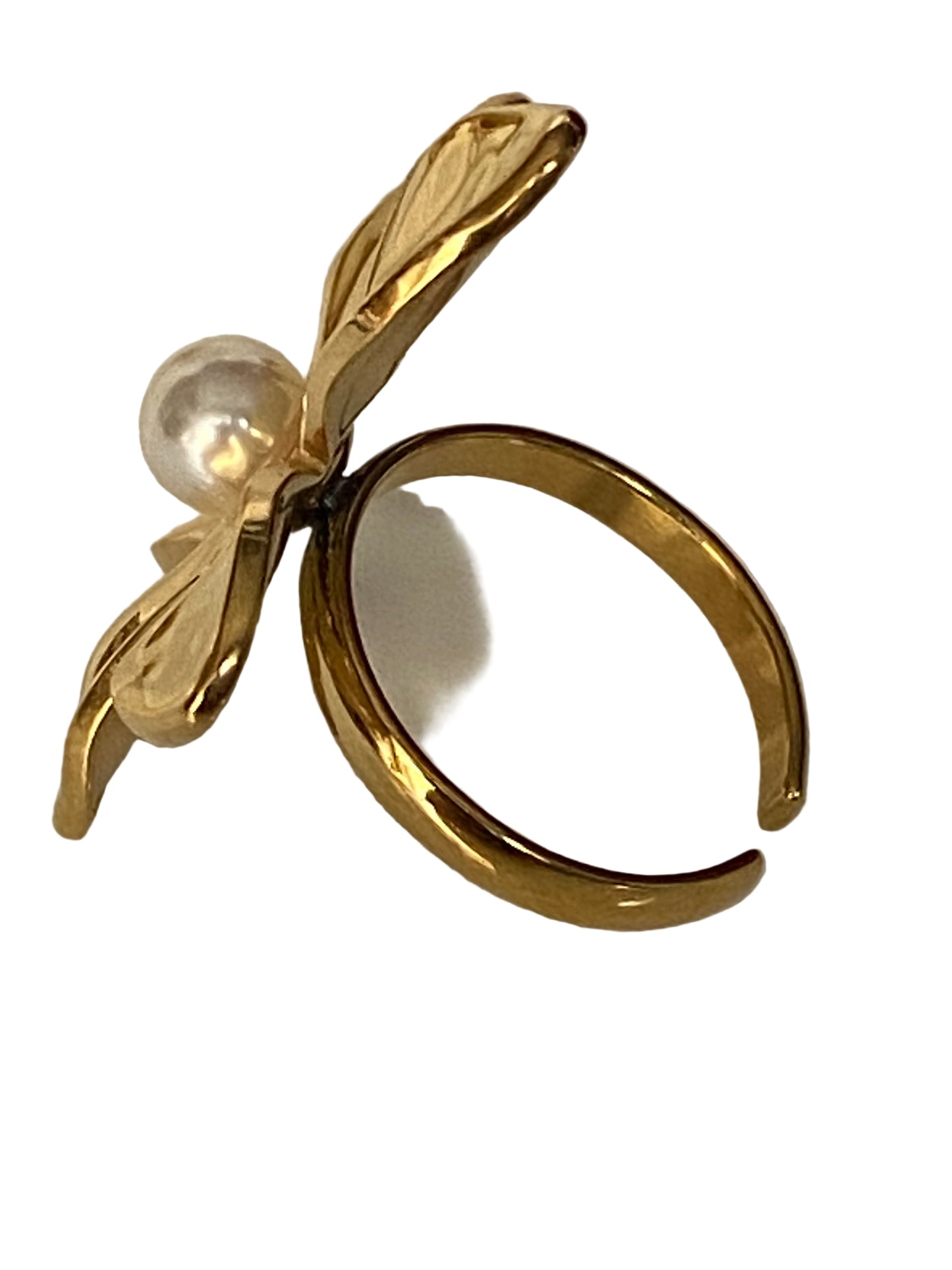 Golden Blossom Pearl Ring