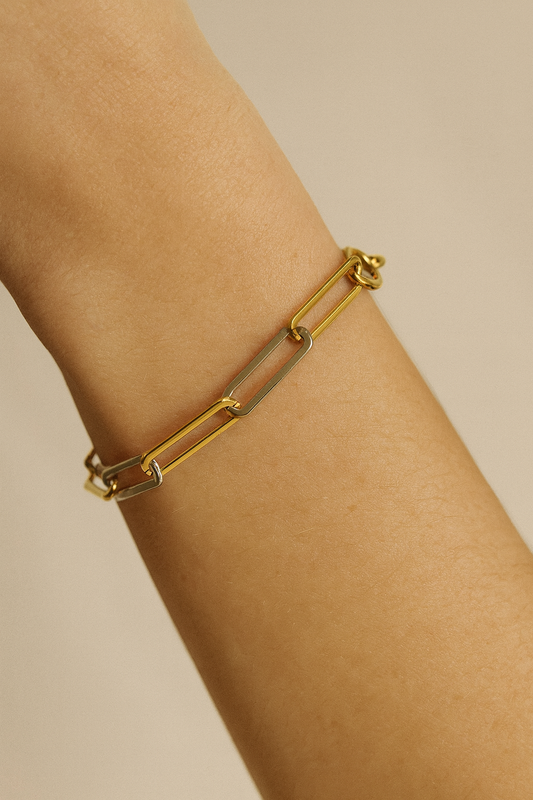 Two tone treasure paper clip bracelet