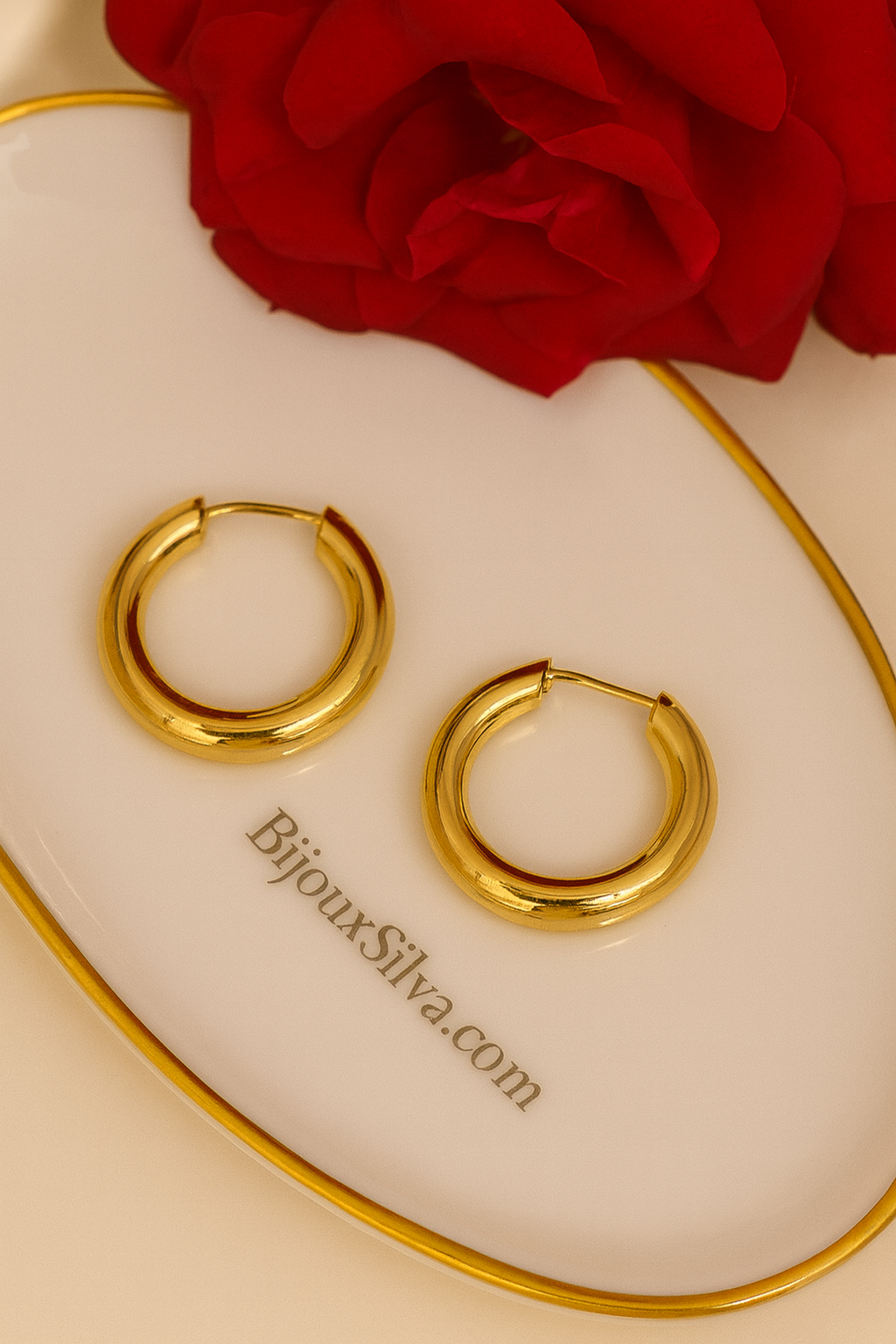 Classic Gold Stainless Steel Hoop Earrings