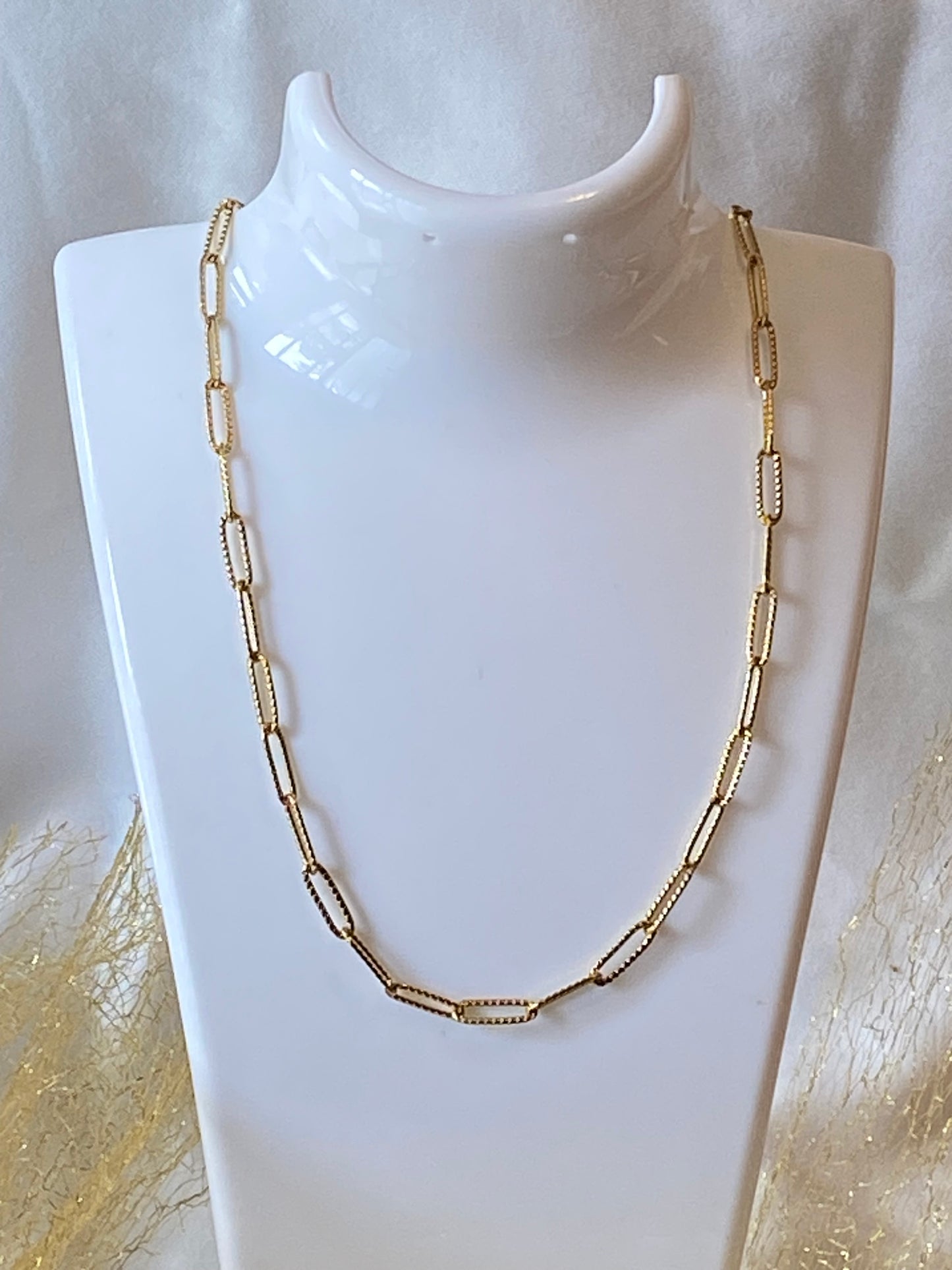Textured Gold Link Chain Necklace