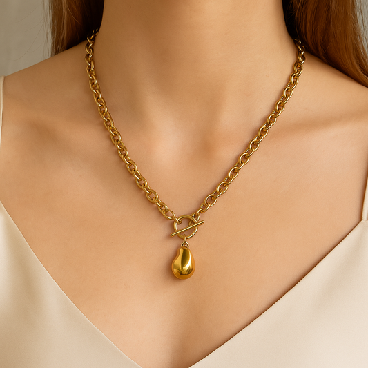 Golden Drop Pendant Chain Necklace