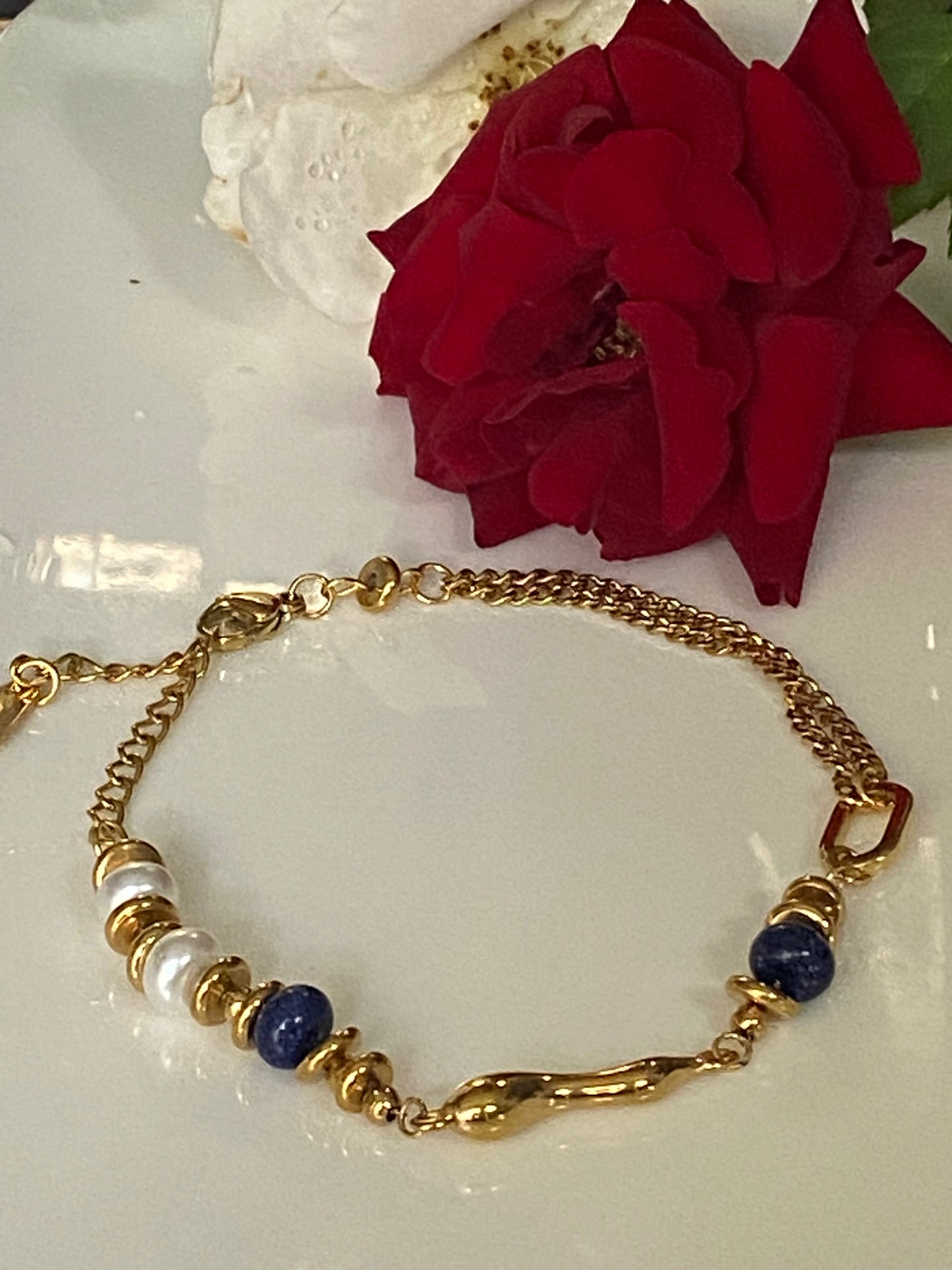 Golden Dreams with Lapis & Pearls