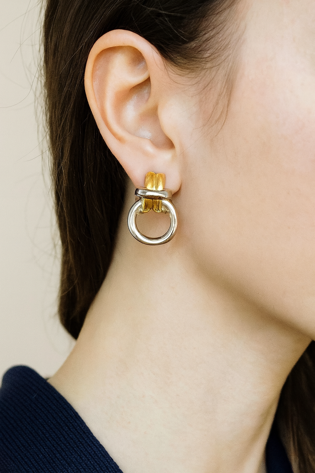 Gold & Silver Stainless Steel Hoop Knot Earrings