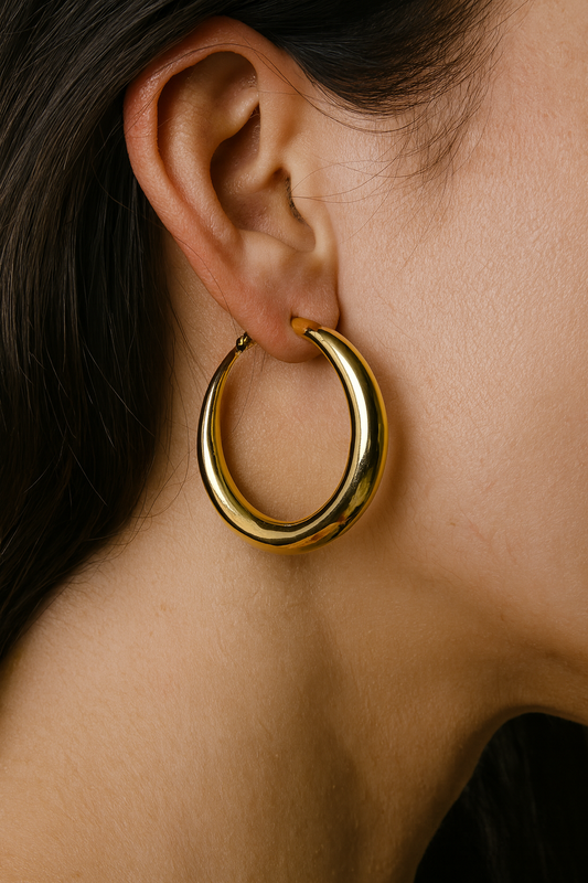 Classic Gold Stainless Steel Hoop Earrings