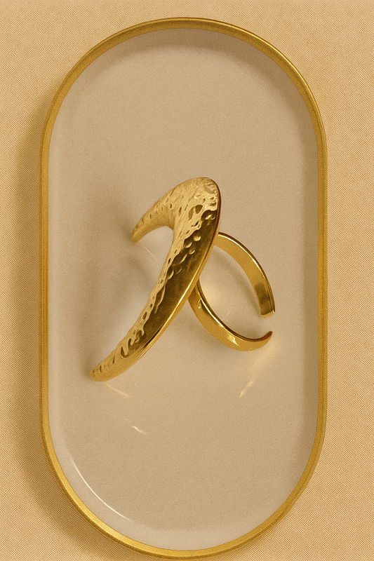 Hammered Gold Stainless Steel Ring