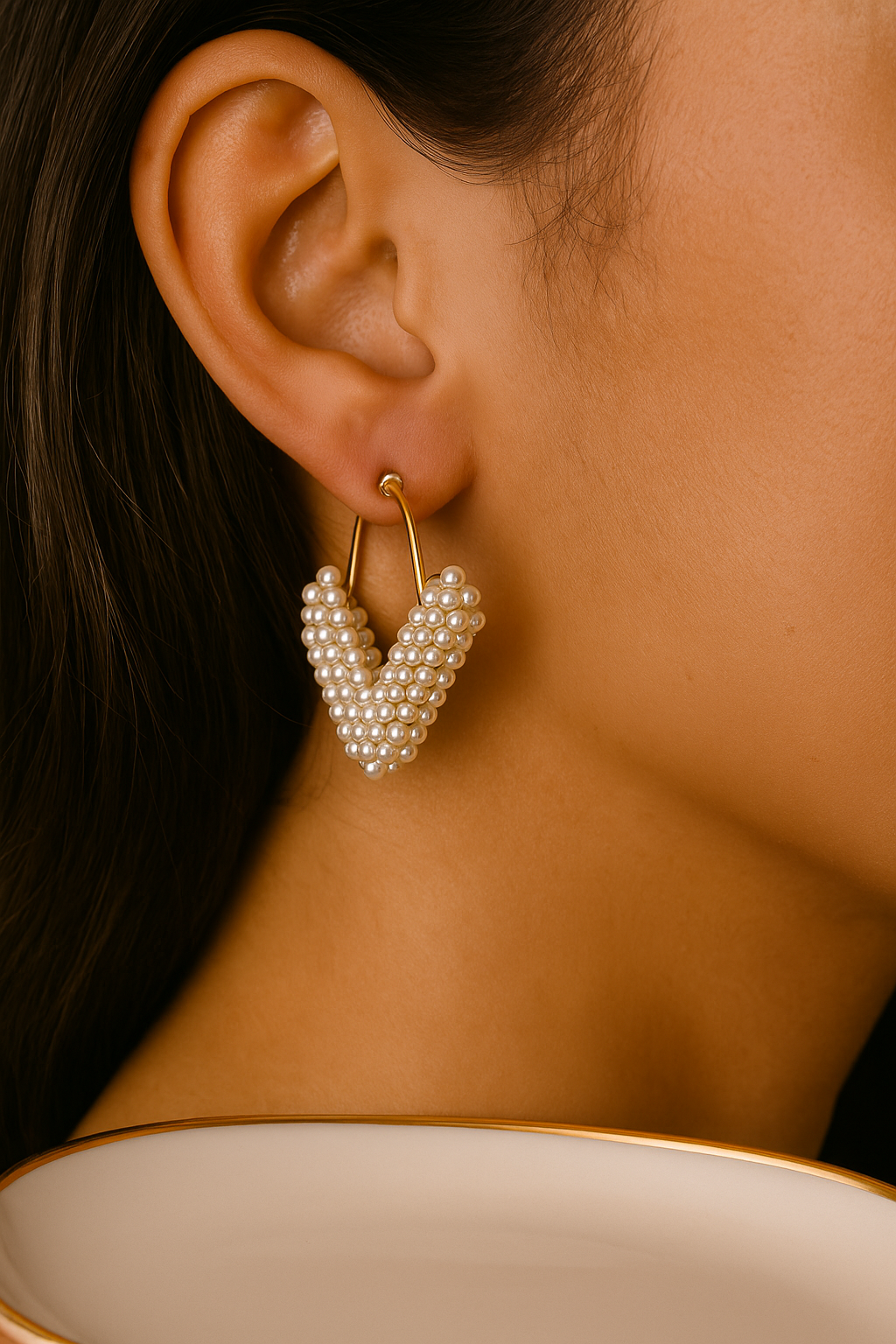 V-Shaped Pearl Cluster Earrings