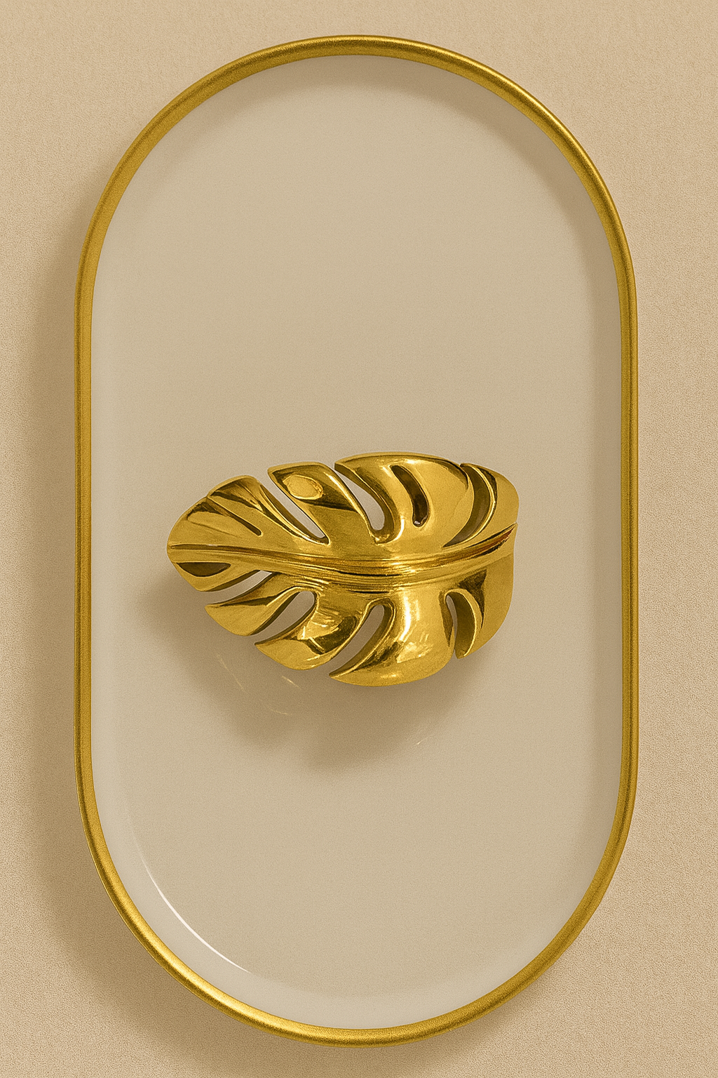 Golden Leaf Stainless Steel Ring