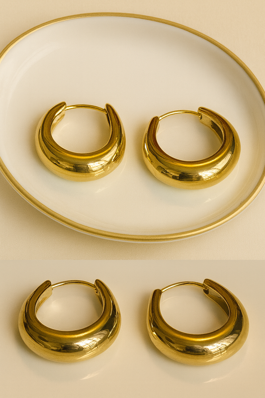 Crescent Gold Hoop Earrings with Back Slot