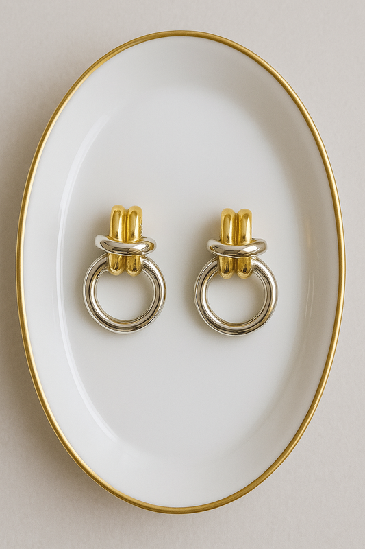 Gold & Silver Stainless Steel Hoop Knot Earrings