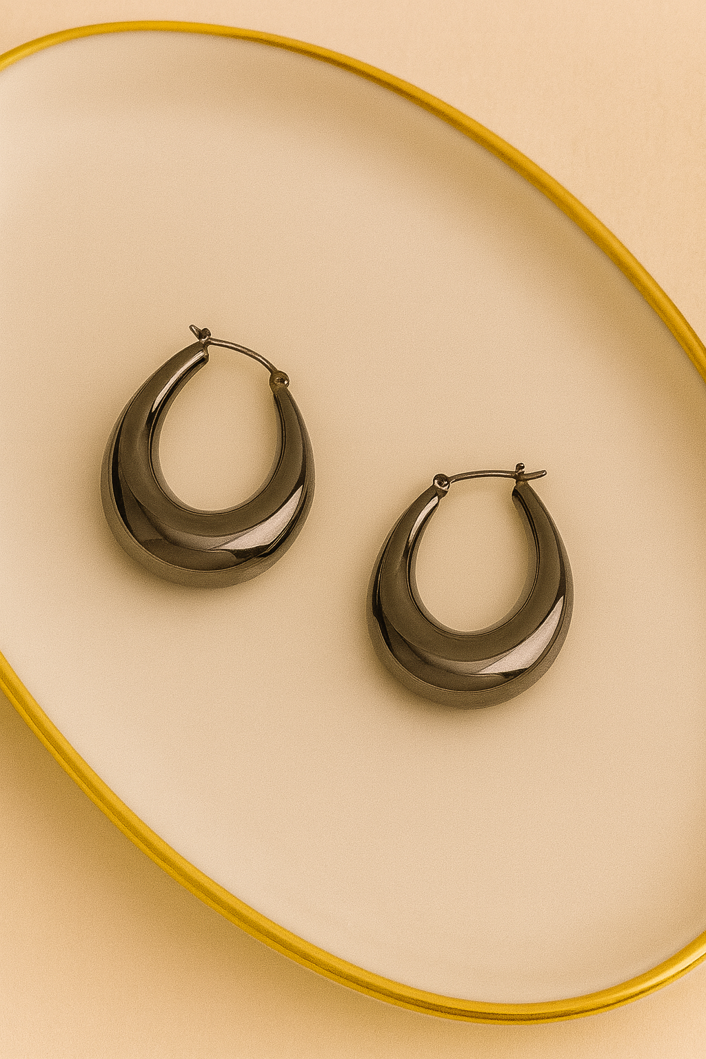 Silver Crescent Hoop Earrings
