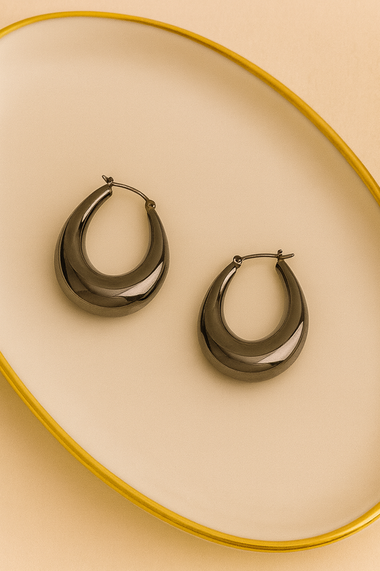 Silver Crescent Hoop Earrings