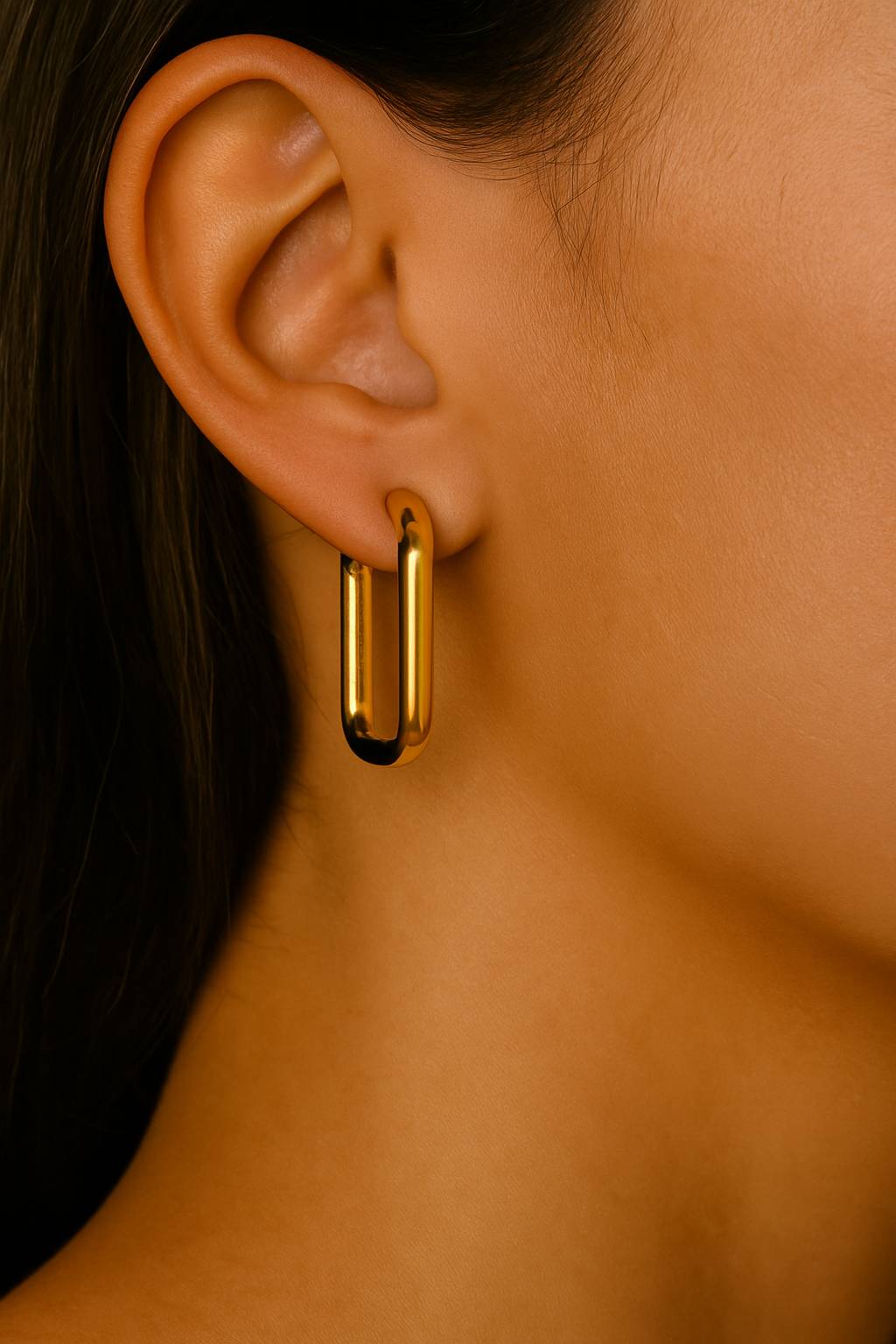 Rectangular Gold Hoop Earrings