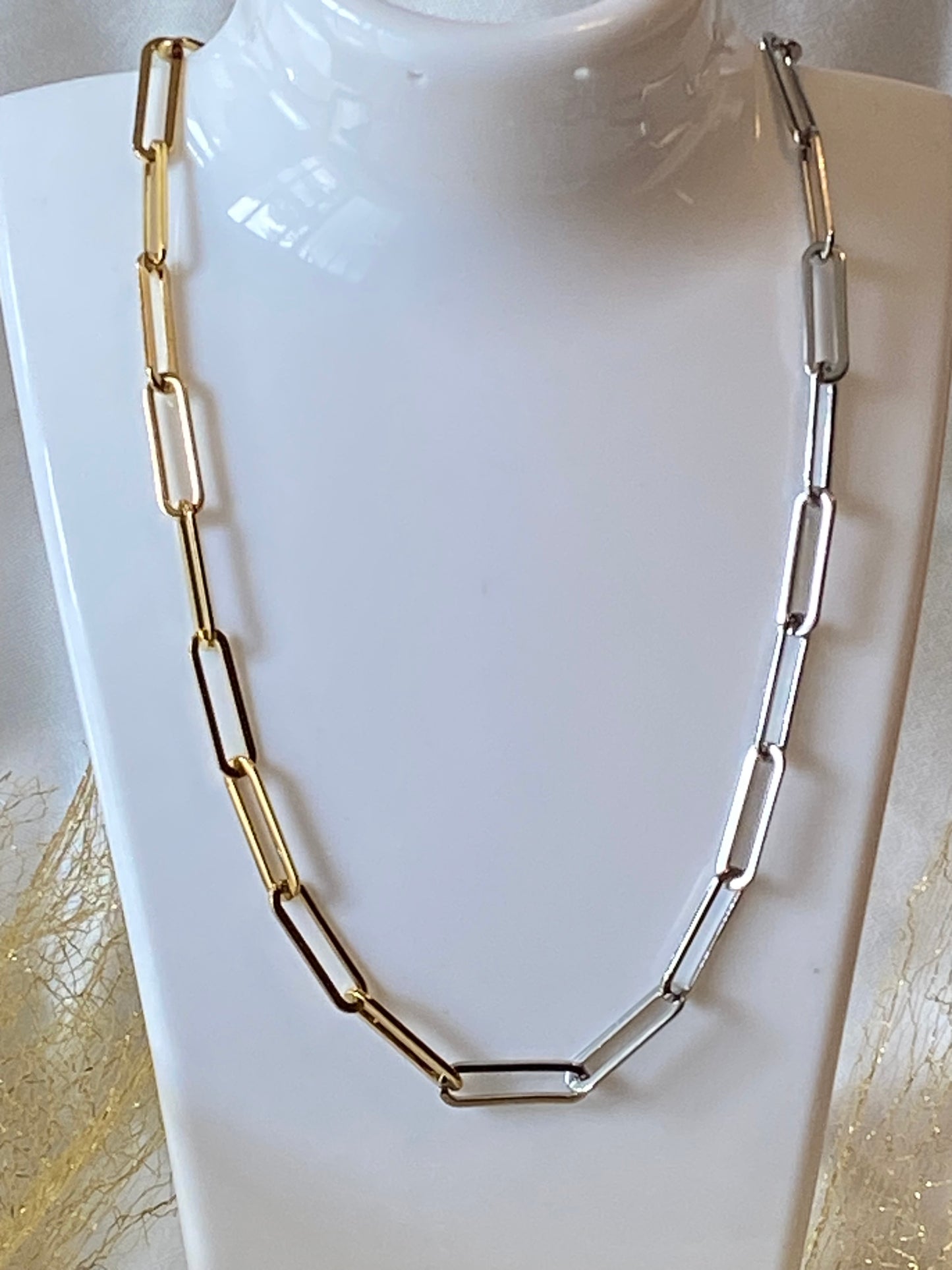 Two-Tone Link Chain Necklace