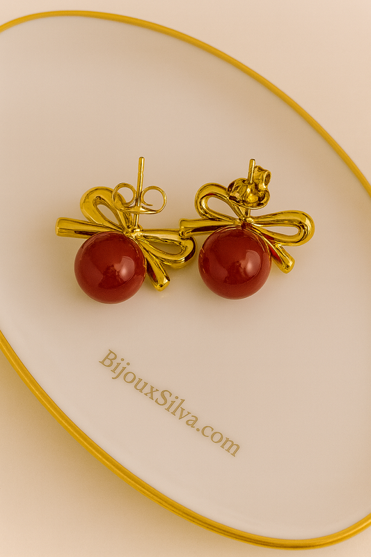 Cherry Red Bow Earrings