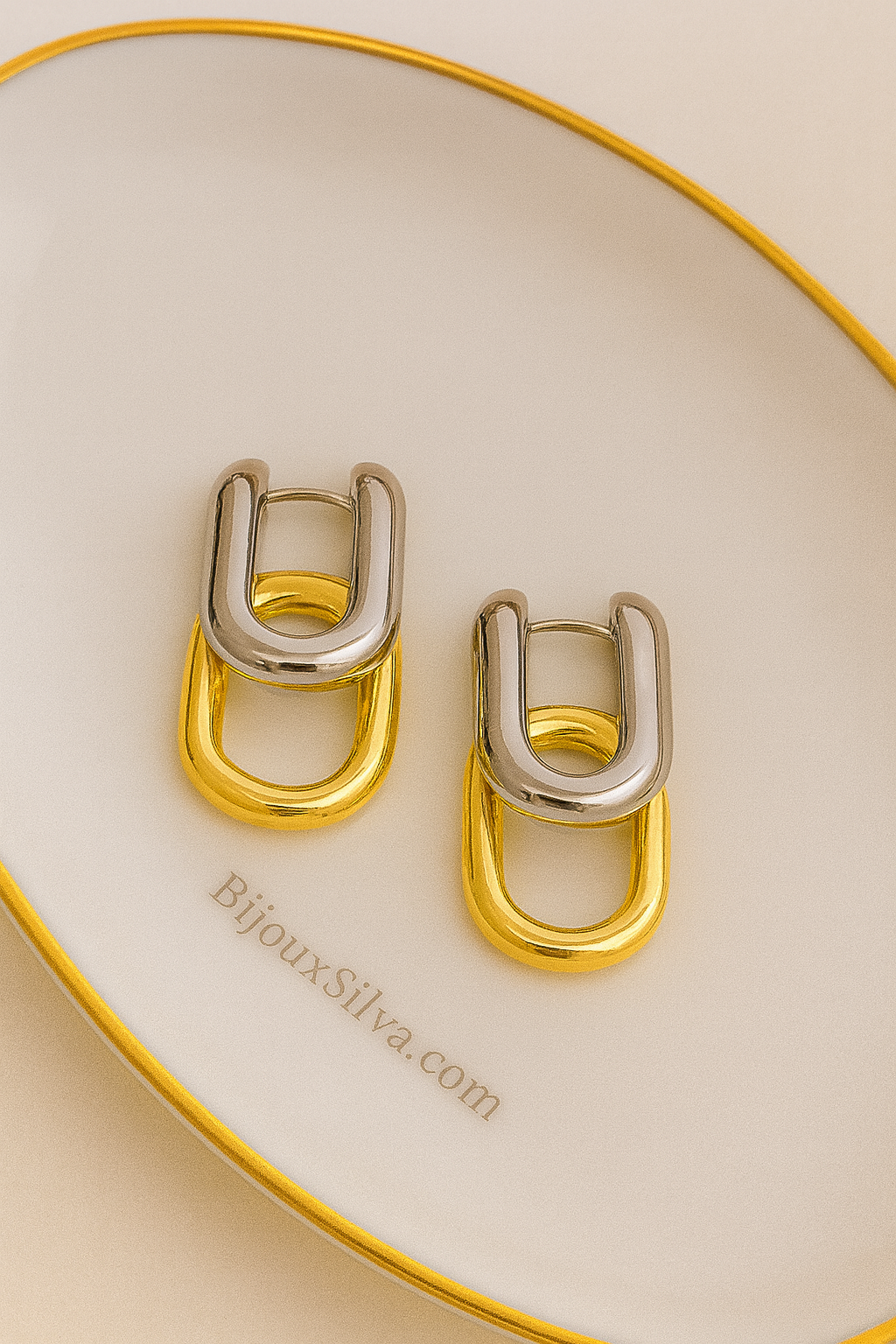 Two-Tone Interlocking Link Earrings