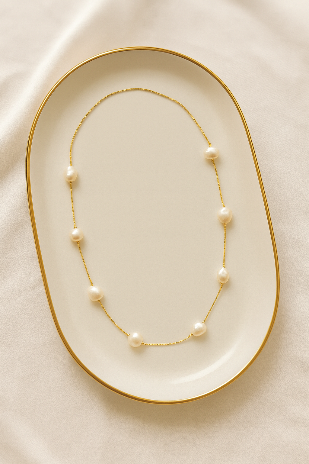 Elegant Gold stainless steel Chain Necklace with Freshwater Pearls