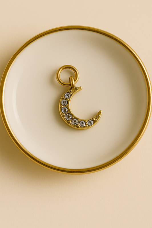 🌙 Sparkling Crescent Moon Stainless Steel Pendant