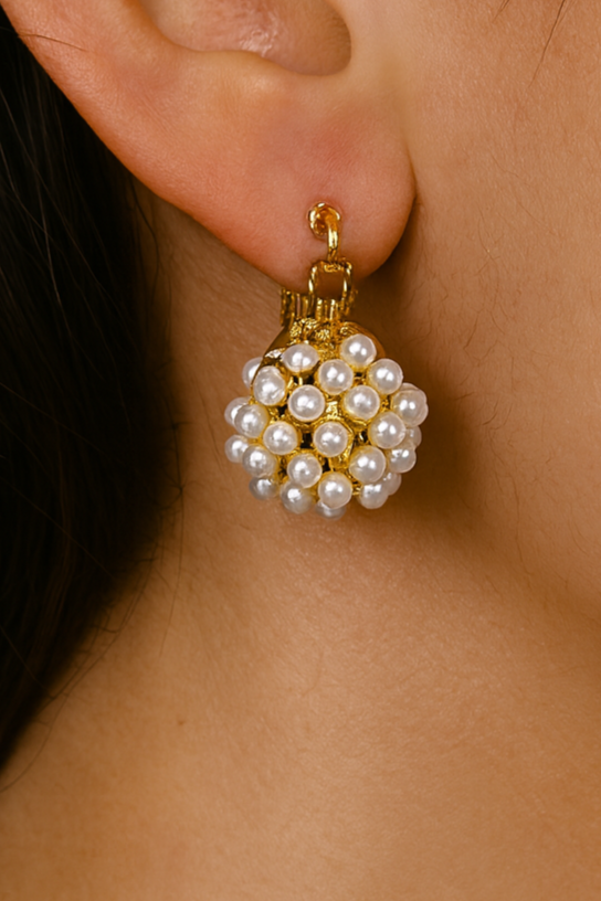 Cluster Pearl Charm Earrings