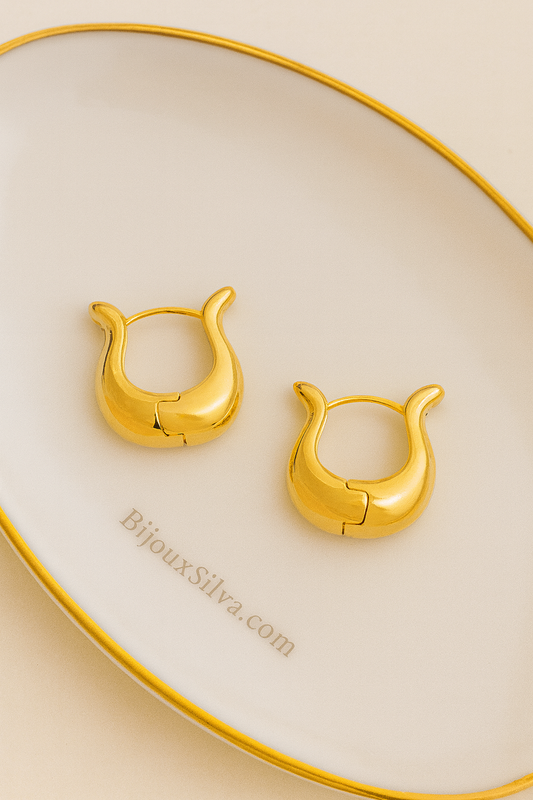 Sculpted Gold Hoop Earrings with Slot Clasp