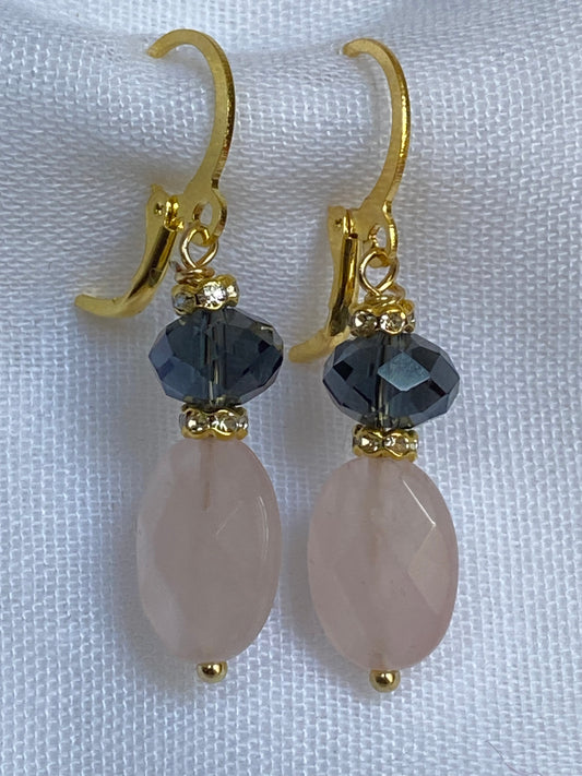 Elegant Rose Quartz Stone Earrings