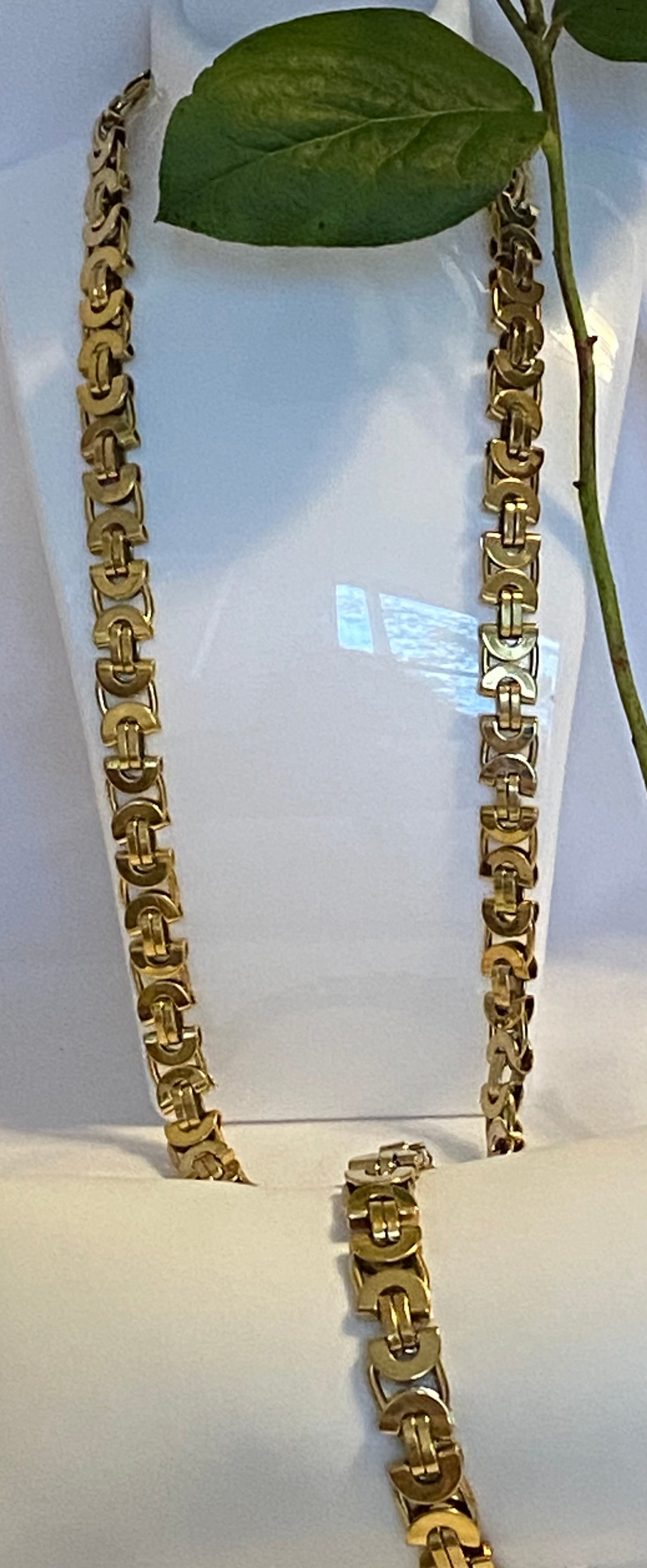 Gold Stainless Steel Chain & Bracelet Set