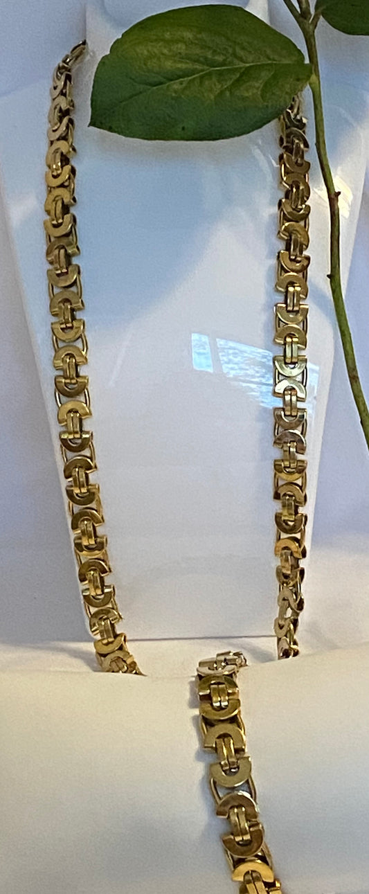 Gold Stainless Steel Chain & Bracelet Set